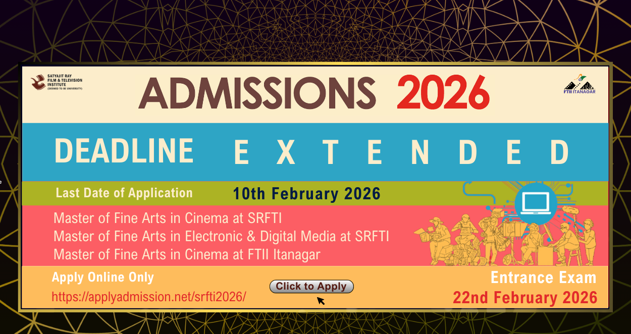 Application poster for SRFTI Common Entrance Test for FTII Itanagar