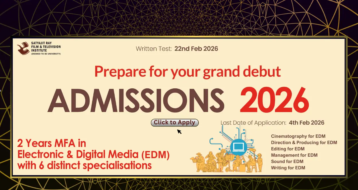 Application poster for SRFTI Common Entrance Test for EDM wing