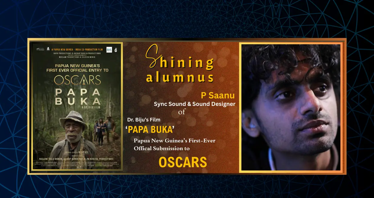 P Sanu with PapaBuka film poster