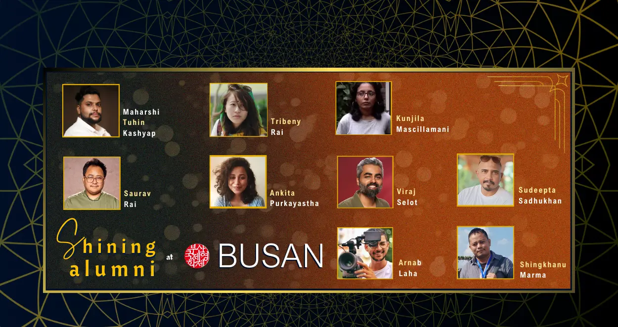 Poster showing photographs of  alumni shining at Busan